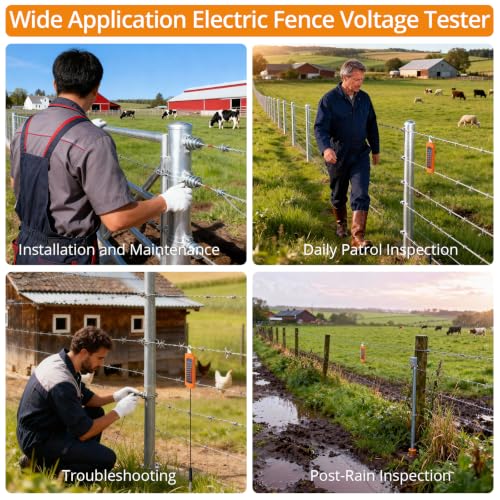 Neoteck 700-8000V Electric Fence Voltage Tester with 8 Neon Indicator Light