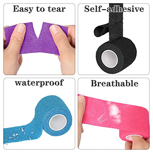 8 Pack 2 in x 5 Yards Cohesive Wrap Self Adhesive Bandage Wrap Elastic Self Adherent Wrap Self Stick Vet Tape for Athletic, Wrist, Ankle, Knees, Pets (Dark Purple) - color: Dark Purple, size: 2 Inch