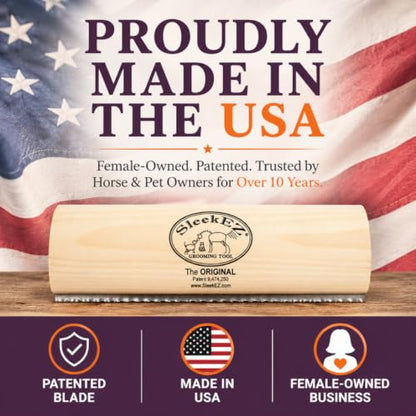 SleekEZ 10 Inch Horse Brush – Patented Horse Shedding Blade Made in USA - Removes Loose Hair & Undercoat - Deshedding Tool for Donkeys, Cows & Large Animals - Helps Reduce Seasonal Shedding - style: Horse Brush