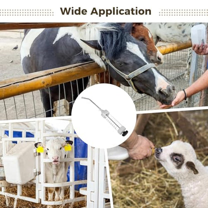 yeesport 500ml Metal Feeding Gun, Dosing Syringe for Cattle Sheep Horses