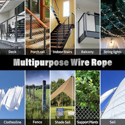 Stainless Steel Cable for Railing - 300FT 1/8" T316 Wire Rope Cable - size: 300FT