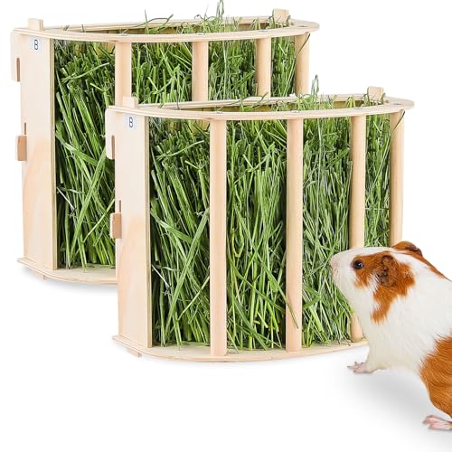 Unicorn Catcher Wooden Guinea Pig Hay Feeder, Large Hanging Rabbit Rack - size: 2 PACK