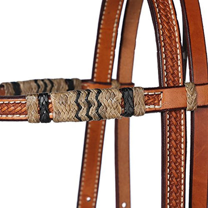 NRS Rawhide Browband Headstall with Quick Change Bit Ends