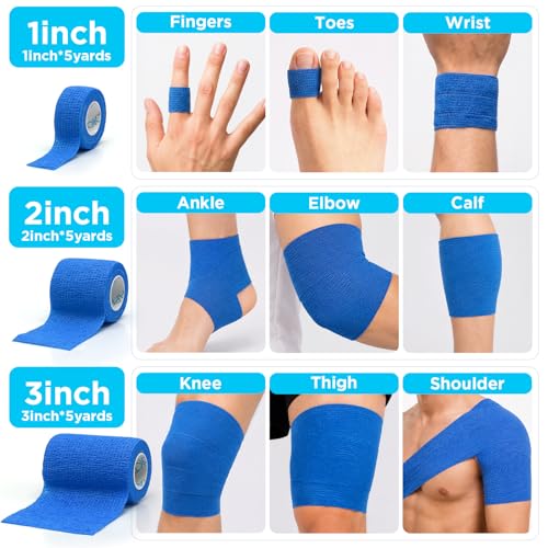 OK TAPE Self Adhesive Bandage Wraps, 36 Pack 1"/2"/3" x5Yd Athletic Tape