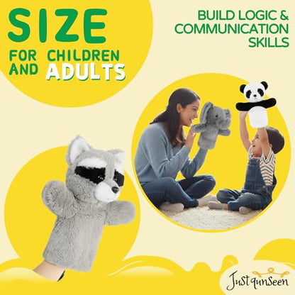 Plush Stuffed Puppet Forest Animal Toy for Family Fun Adult Hands Fit Preschool Learning Classroom Supplies Educational Tool Raccoon Puppet - color: Raccoon
