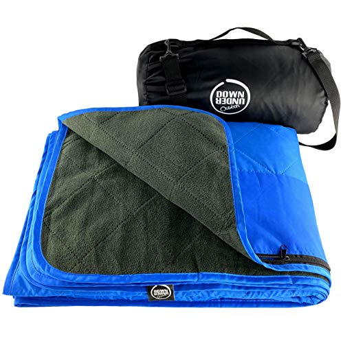 DOWN UNDER OUTDOORS Waterproof 350 GSM Fleece or Sherpa Stadium Blanket - color: Blue