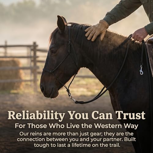Professional Roper Rein, Soft Broken-in Nylon Braiding, Converts to Training Lead, Durable Stainless Steel Hardware, 1/2" x 10' Heavy-Duty Equestrian Horse Reins & Lead Rope
