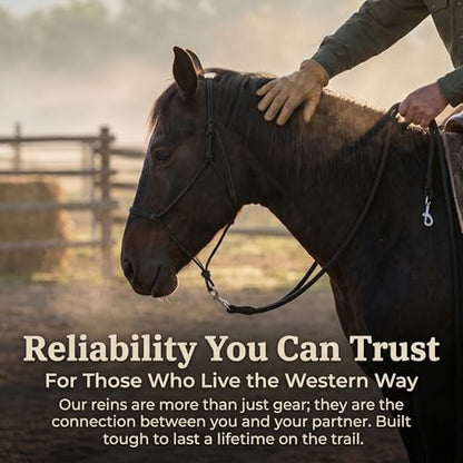 Professional Roper Rein, Soft Broken-in Nylon Braiding, Converts to Training Lead, Durable Stainless Steel Hardware, 1/2" x 10' Heavy-Duty Equestrian Horse Reins & Lead Rope