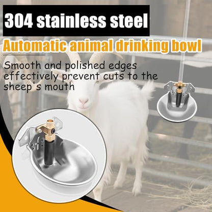 Automatic Animal Drinking Water Bowl with Float Valve and Drainage Hole 304 Stainless Steel Feeder Trough Dispenser Waterer Livestock Water Trough Suitable for Pet Dog Horse Cattle Goat Sheep（Dia 9in） - style: 0.6L-1pc