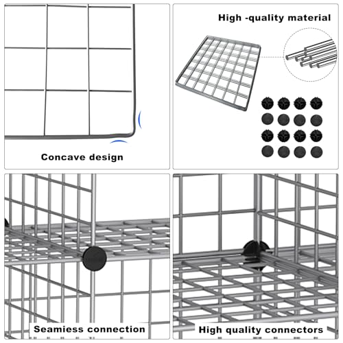 C&AHOME Wire Cube Storage, 12 - Cube Organizer Metal C Grids, Silver Gray - color: Silver Gray