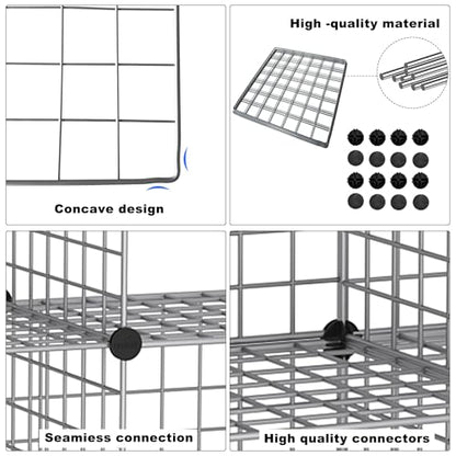 C&AHOME Wire Cube Storage, 12 - Cube Organizer Metal C Grids, Silver Gray - color: Silver Gray