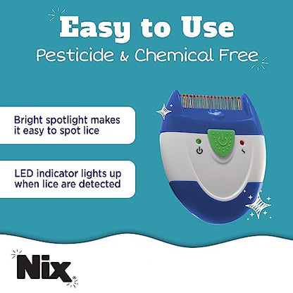 Nix Electronic Lice Comb, Removes Nits From Hair, 1 Count - color: White and Blue