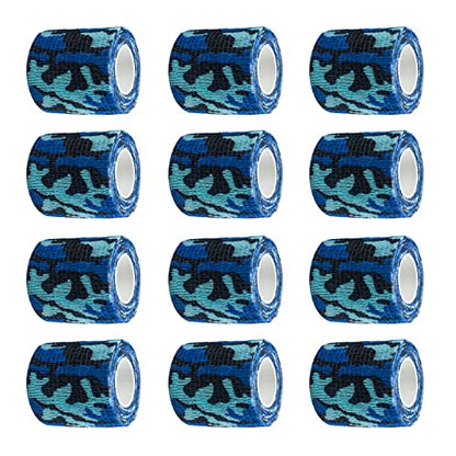 12-Pack Self Adhesive Cohesive Wrap Bandages, Tape Self Adherent, Strong Elastic Sports Tape, 2 inches x 5 Yards