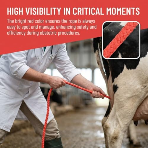 Animal Obstetric Rope,Red Acrylic Livestock Birthing Aid for Cows,1 m