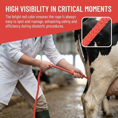 Animal Obstetric Rope,Red Acrylic Livestock Birthing Aid for Cows,1 m