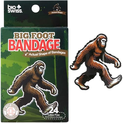 BioSwiss Bandages, Bigfoot Shaped Self Adhesive Bandage Set, Latex Free, Sterile Wound Care, 24 Count - color: Big Foot, size: 24-Count Box