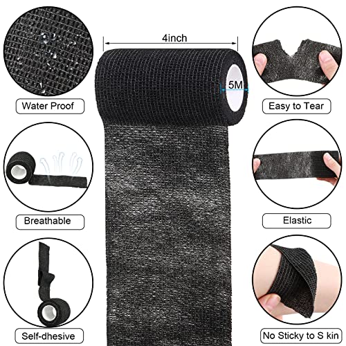 Treela 36 Pcs Self Adherent Bandage 4" X 5 Yard Wrap Breathable - color: Black, size: 4" X 5 Yard