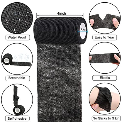 Treela 36 Pcs Self Adherent Bandage 4" X 5 Yard Wrap Breathable - color: Black, size: 4" X 5 Yard