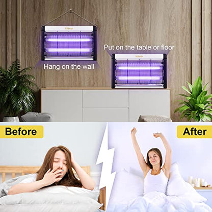 2 Pack 20W Indoor Bug Zapper with 2800V Grid (4 Bulbs) | Fly zapper Indoor, Double-Sided UV, 20W 2800V Electric Grid for Home, Kitchen, Bedroom, Living Room, Office, Garage, Barn