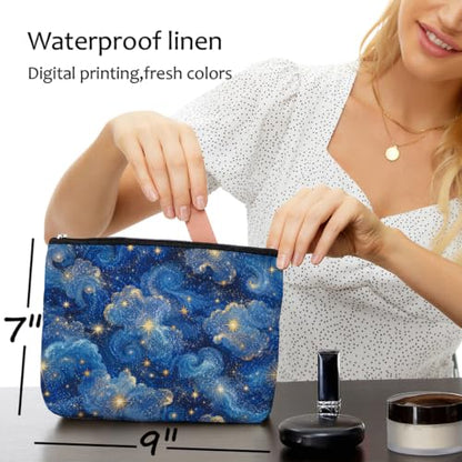 Blue Gold Starry Sky Makeup Bag Cosmetic Bag - color: Multicolor 1617