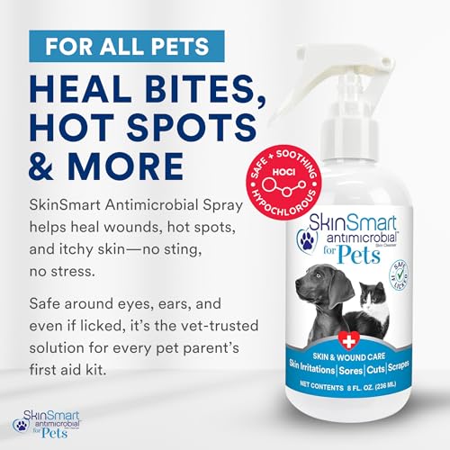 SkinSmart Antimicrobial Wound Care for Pets, Hypochlorous Acid Spray, 8 oz