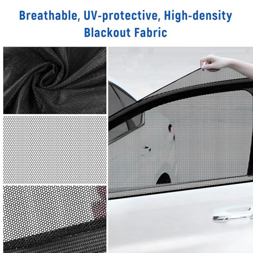 4PCS Car Window Shades with Mesh Screen, Breathable UV Blocking Auto Side Window Sun Shades, Privacy Protection Cover Stretchy Screen for Van Truck SUV, Car Accessories