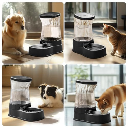 Automatic Dog Water Dispenser, Stainless Steel Bowls Feeder, 100% BPA-Free - color: Dark Grey, size: 1.6 Gallon