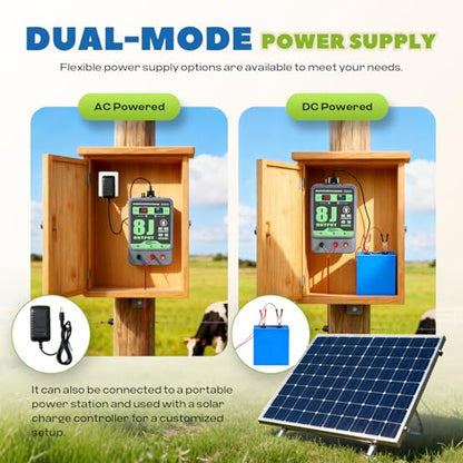 8J AC/DC Electric Fence Charger, 40KM Range