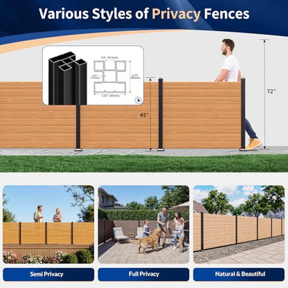 4 Pack 45" 3-Way Aluminum Fence Post, 1.8mm Thick Walls & 10mm Base - color: 4 Pack Black Fence Post, size: 45in