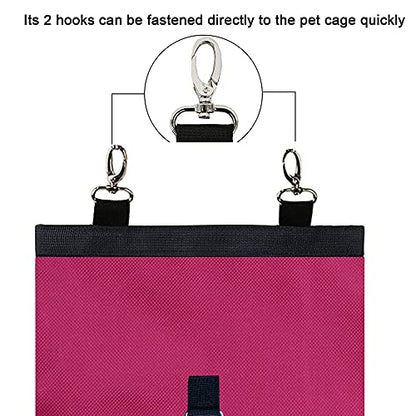 Rabbit Hay Feeder Bag Hanging Hay Rack (Pink, 2 Windows) - color: Pink