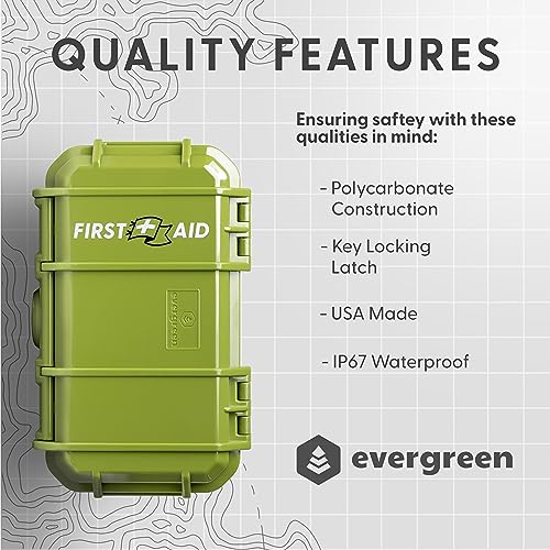 Evergreen X Seahorse 56 Medication Lock Box - Medium, First Aid Kit, Childproof, Empty Lockable Medicine Box to Store Medications, Diabetic Supplies. NO SUPPLIES INCLUDED (Green + First Aid Flag) - color: Green + First Aid Flag