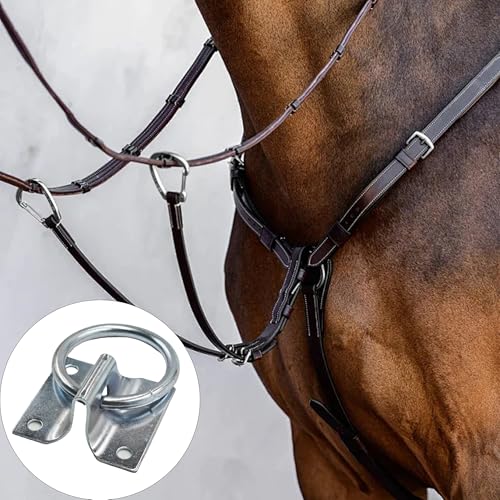 2Pcs M7*60 Metal Cross Tie Ring for Horse, Wall Mount Block Tie Rings for Horse Stall Stable Barn Supplies Equestrian Hitching Ring Hardware - size: Iron