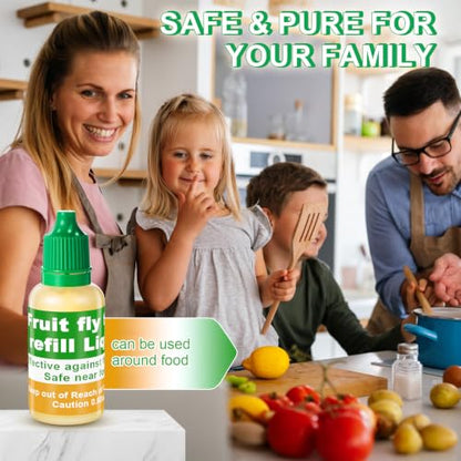 Qualirey 6 Pack Fruit Fly Trap Refill Liquid, 0.68oz Per Bottle (Green) | Liquid Fruit Fly Traps for Indoors, Non Toxic Bait Safe Near Pets, Food and Kids, Lure Refill for Home Kitchen - color: Green