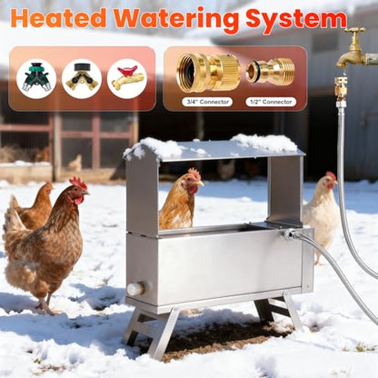 Heated Chicken Waterer Anti-Freeze Thermostat Control with Adjustable Leg