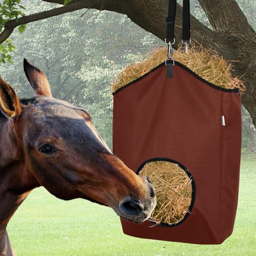 3 Packs Goat Hay Feeder, Hay Bags for Goats, Horses, Sheep - color: 2Brown + 1Black