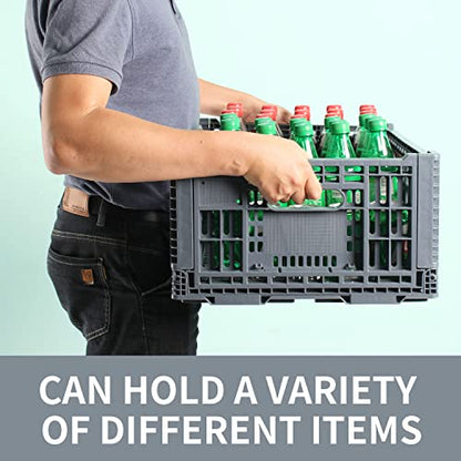 Collapsible Storage Bin/Containe， Transfer box,crate Transit storage of various items (Gray 23.6" L x 15.7" W x 8.6" H-two) - size: Gray 23.6" L x 15.7" W x 8.6" H-two