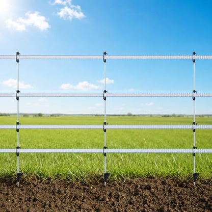 50 Pack 48 inch Fixed Insulator Fiberglass Electric Fence Posts Grey | Easy Step-in Posts for Livestock Fencing, Garden Fencing and Boundary Marking,Grey - color: Grey