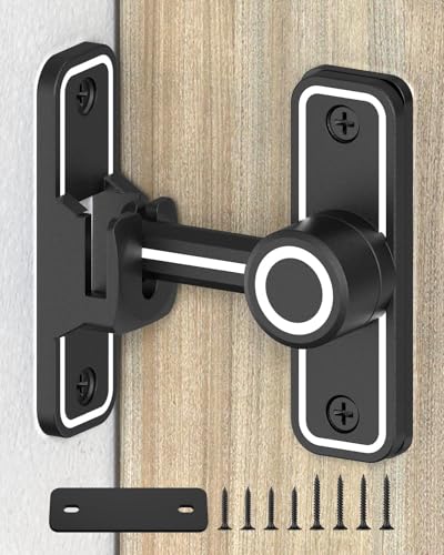 90/180 Degree Heavy Duty Barn Door Lock, Glow Black, 1 Pack | Thickened Zinc Alloy, Anti-Corrosion Coating, 3mm Spacer, Left Or Right Installation, For Sliding Doors, Shed And Bathroom - color: Luminous Black-1PC