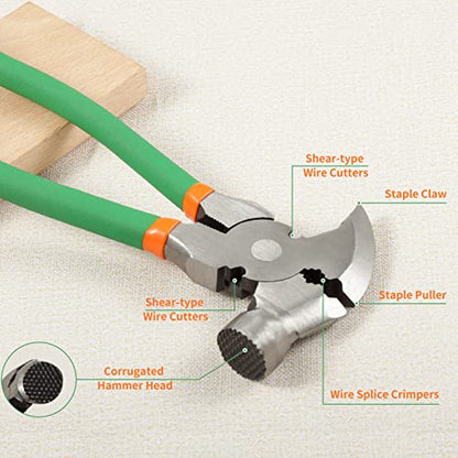 SPEEDWOX 10 Inch Fencing Pliers with Hammer Head Staple Puller - style: with hammerhead
