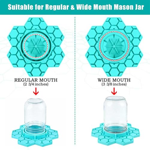 2 Pack Bee Watering Station, Silicone Mason Jar Bee Feeder (Blue) | Silicone bee waterer and feeder fits regular and wide-mouth Mason jars for garden, hive, or backyard bee watering - color: Blue