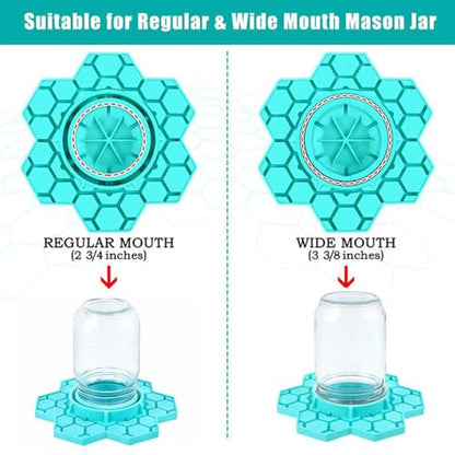 2 Pack Bee Watering Station, Silicone Mason Jar Bee Feeder (Blue) | Silicone bee waterer and feeder fits regular and wide-mouth Mason jars for garden, hive, or backyard bee watering - color: Blue