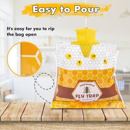Disposable Hanging Fly Traps Outdoor Bags with Dissolvable Bait-8 Pack - size: 8 Pack