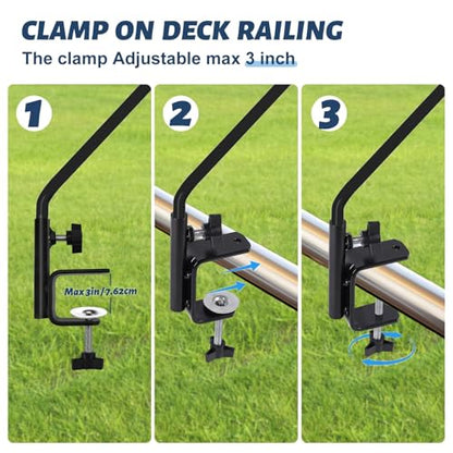 ERYTLLY 3 Inch Clamp Deck Hook 28" Long Deck Hook for Hanging Bird Feeder,Plants,Wind Chimes,Lanterns 1 Pack - size: Deck Hook - 28 Inch - 1 Pack