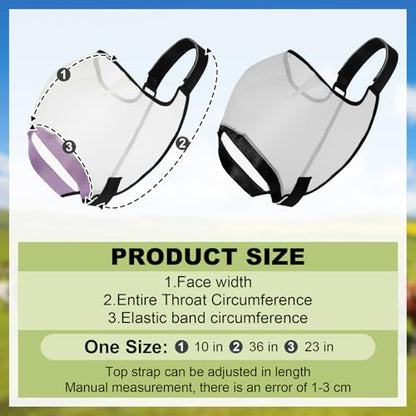 Abbylike 2 Pcs Cattle Livestock Fly Mask Adjustable Mesh Cow Mask with Elastic Chin Strap, Breathable Mesh Padded Large Spacing Forelock Opening Design Adjustable Fit for Cattle (White) - color: White