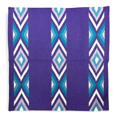 Majestic Ally Western Saddle Blanket, Canyon Diamond Design, New Zealand Wool, Handwoven Horse Tack, 36x34 Inches - color: Purple Teal