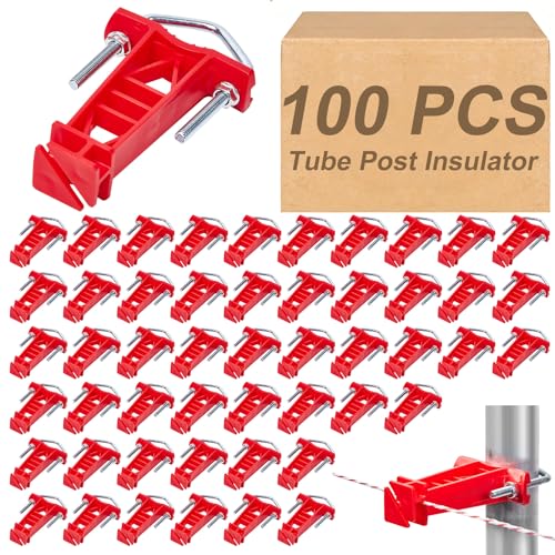 100 Pcs Tube Post Insulator for Electric Fence,Fits Square/Round Post,Red - color: Red, size: 100 Pack