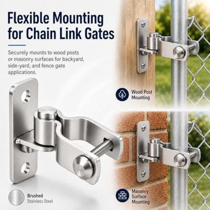 4 Pack 1-3/8" Wall Mount Gate Hinges for Chain Link Fence Gates, Heavy Duty Galvanized Steel Gate Hardware with 5/8 Inch Male Pin for Farm, Yard, Metal - size: 4 Pack