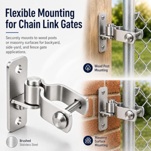 1-3/8 Inch Wall Mount Gate Hinges for Chain Link Fence, Farm and Yard Gates - size: 2 Pack