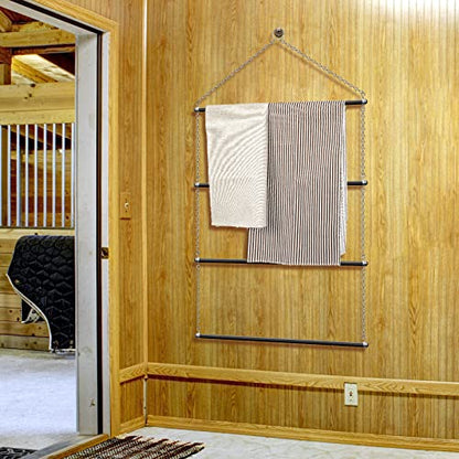 Blanket Rack 24.02 x 44.88 Inch Saddle Rack Long Saddle Stand Stall Blanket Bar Horse Trailer Organizer for Western Saddle Blankets Horse Blankets Pads Towels Storage Supplies, Black