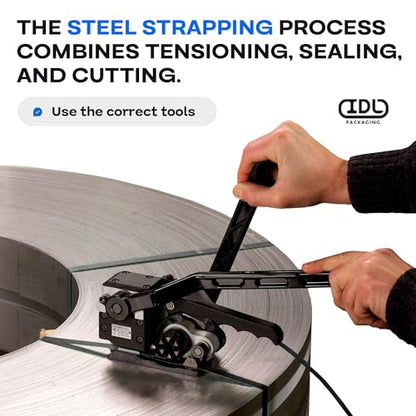 IDL Packaging 1/2" x .020" x 2800' Regular-Duty Steel Strapping Coil (1180 lbs Break Strength) - Painted and Waxed - Superior Cut-Resistance - Metal Straps for Pallet Banding, Extra-Heavyweight Loads - size: 1/2W" x 2800L'